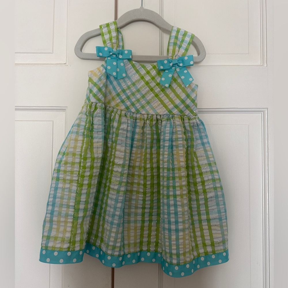 Ashley Ann Green and Blue Plaid Kids Dress